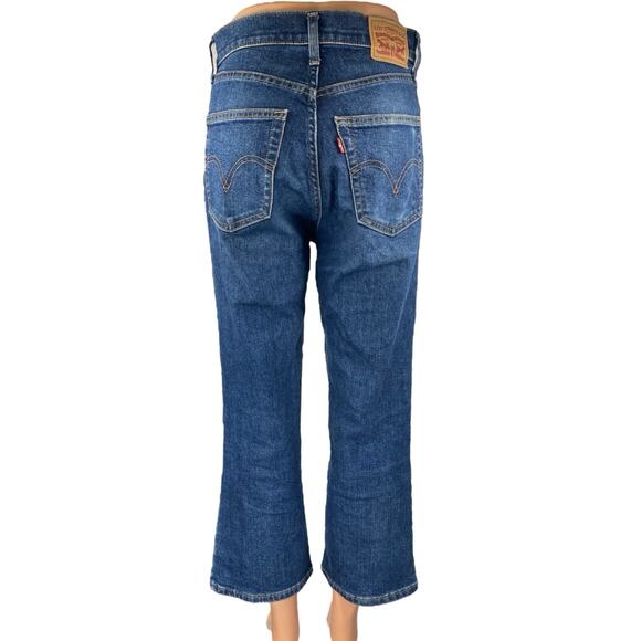Levi's Women's Blue High Waisted Crop Flare Bootcut Denim Jeans Pants Size 26 - Picture 3 of 6